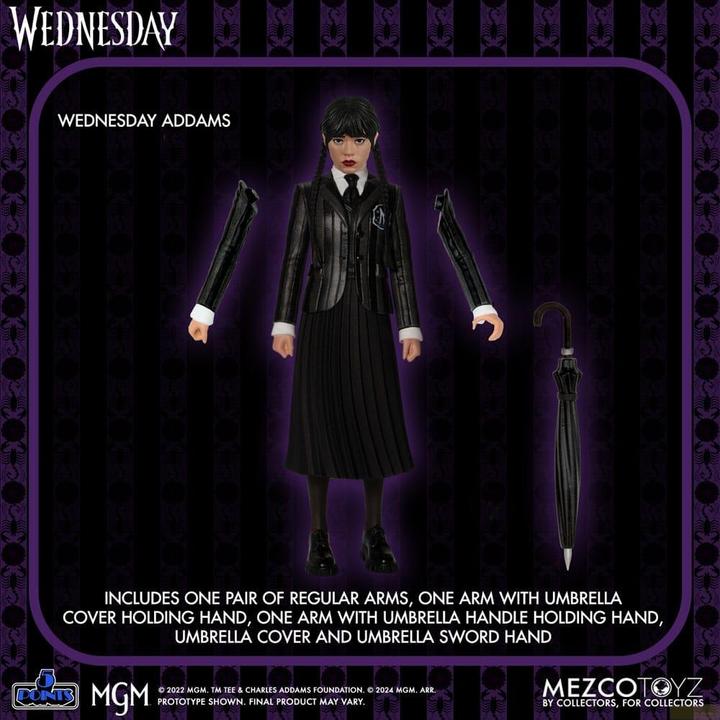Actual product image Mezco Toys Wednesday 5 Points Figure Wednesday & Enid Boxed Set 10 cm