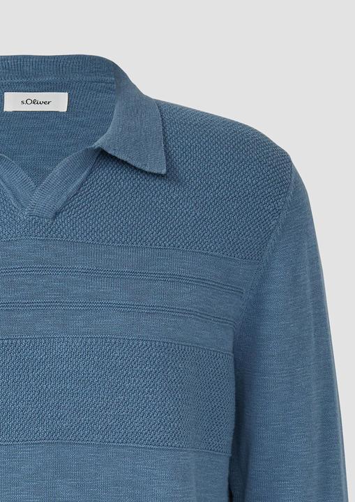 Produktbild s.Oliver Strickpullover Strick-Polo aus Baumwolle mit Strukturmix (S)