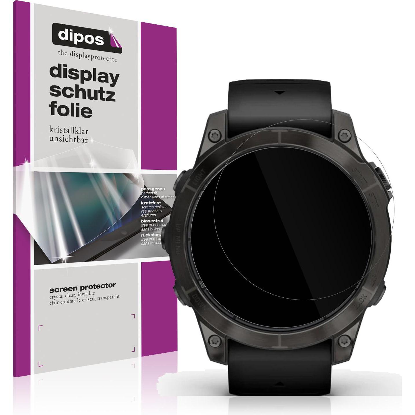 Dipos Schutzfolie Klar für Garmin Fenix 7 Pro 42mm, Smartwatch Schutzfolie, Transparent