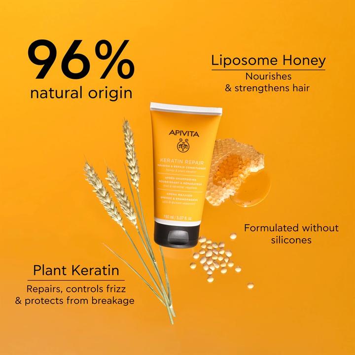 Actual product image Apivita Keratin Nourish & Repair Conditioner for Dry & Damaged Hair 5.07 Fl Oz (150 ml)