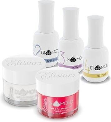 Elisium SET Zestaw Diamond Mini Base Coat 15ml + Activator 15ml + Top Coat 15ml + Clear 23g + żel