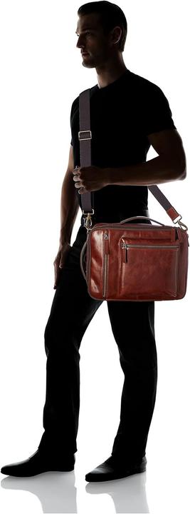 Actual product image Fossil Leather Messenger Bag with Adjustable Shoulder Strap and Laptop Compartment (13")