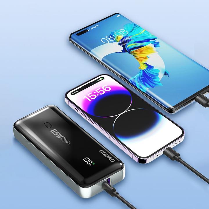 Produktbild Dudao K65 Powerbank mit USB-A/USB-C-Display 20000 mAh 65 W – Schwarz (20000 mAh, 65 W, 65 Wh)