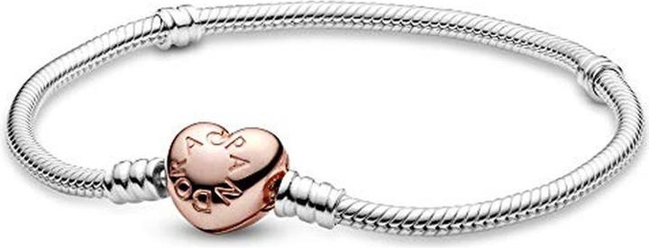 Actual product image Pandora Bracelet with heart clasp (21 cm, Silver)