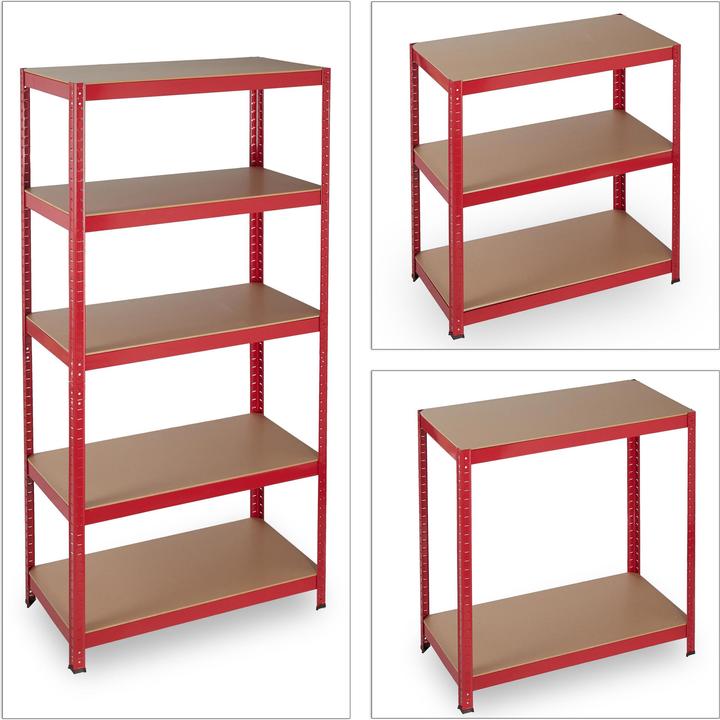 Actual product image Relaxdays Heavy-duty Shelving Unit Red