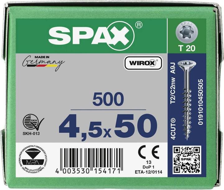 Image du produit Spax Tête Multidirectionnelle T-Star Plus T20 Partiellement Filetée Wirox (500 Vis par pièce)