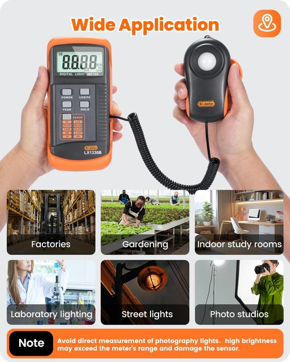 Actual product image Dr.Meter LX1330B Digital Luxmeter mit 360° Sensor