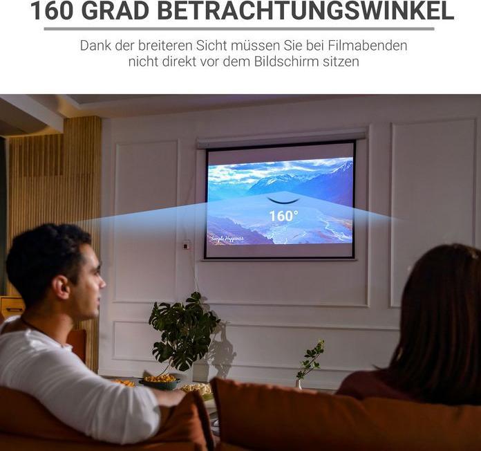 Produktbild Swisshandel24 4:3 Beamer Leinwand Elektrisch 171x130cm mit Fernbedienung, für Heimkino und Präsentation Weiss (84", 4:3)