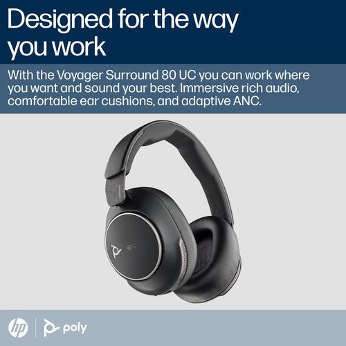 Produktbild Poly Voyager Surround 80 UC (Kabelgebunden, Kabellos, USB-C, Unify)