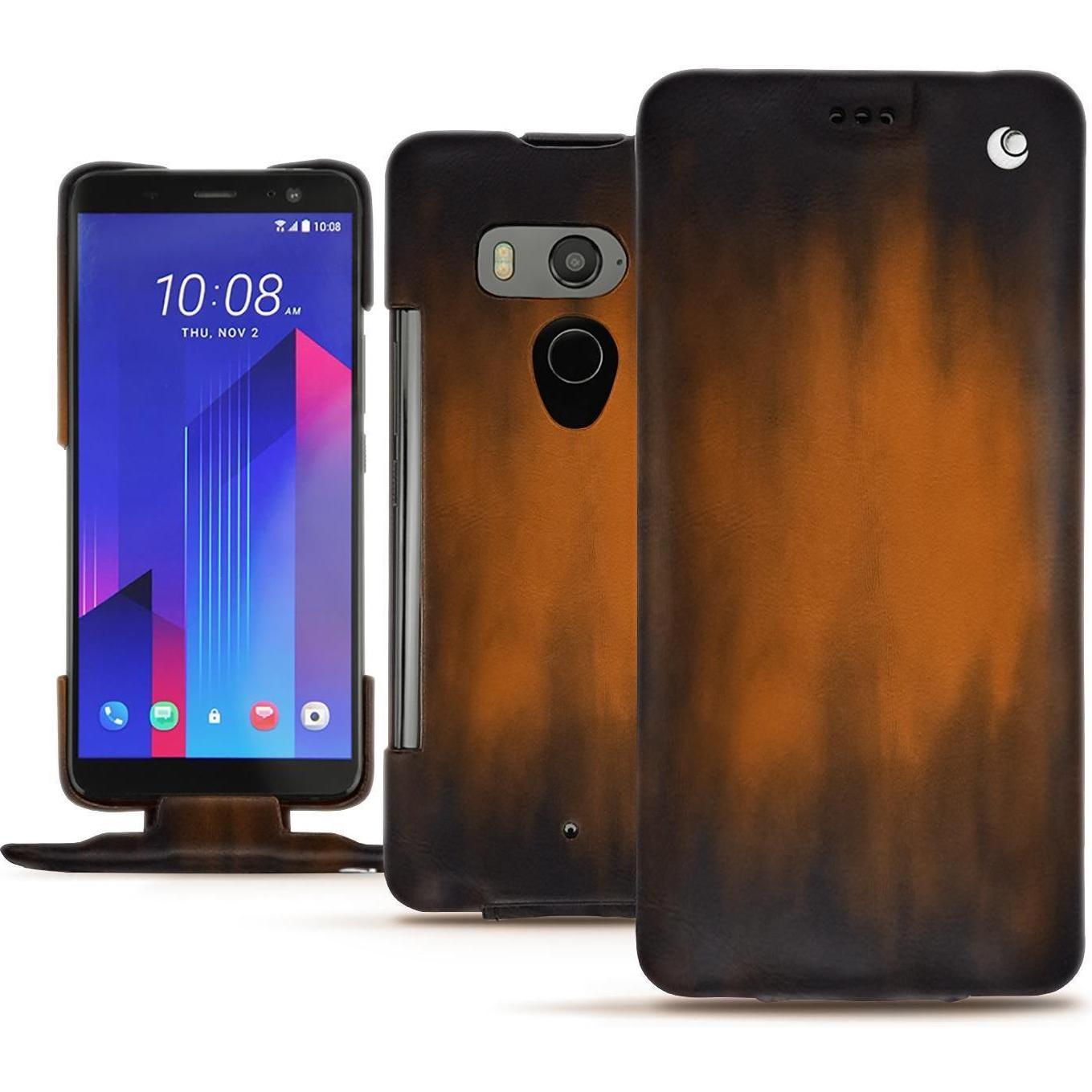 Thumbnail - Noreve Lederschutzhülle vertikal (HTC U11+), Smartphone Hülle, Braun