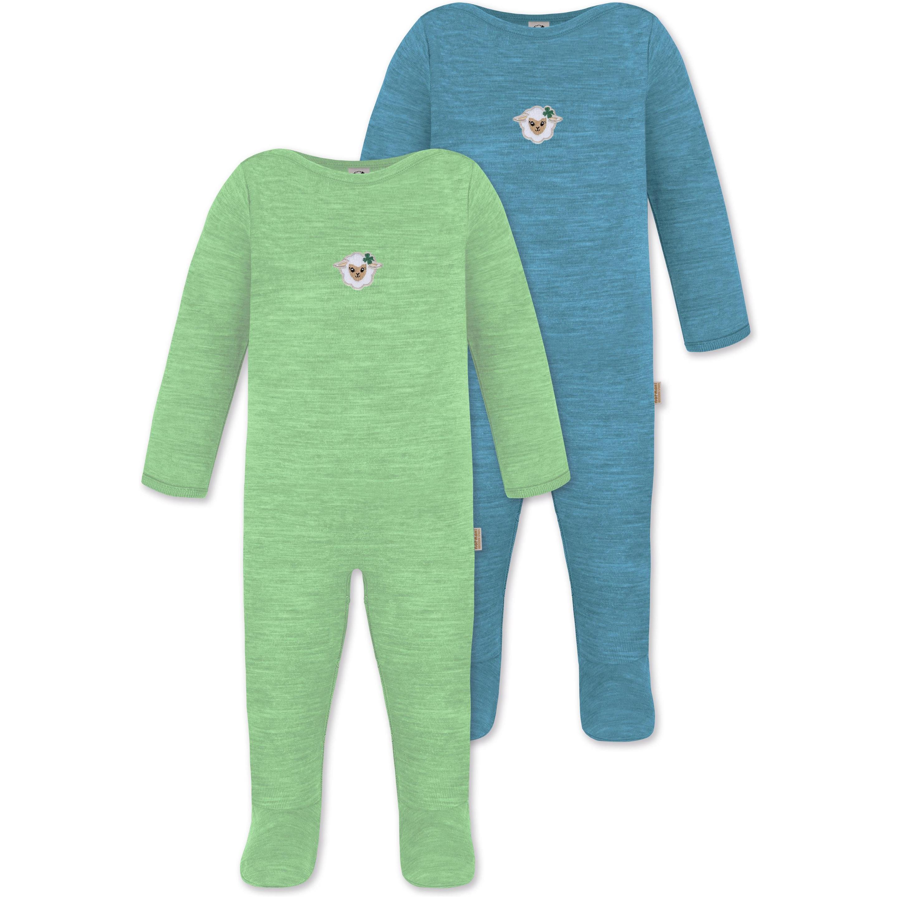 Thumbnail - Normani, Herren, Strampler, 2er Pack MERINO Baby Merino Strampler „Levin" - 9413, Grün, (74)