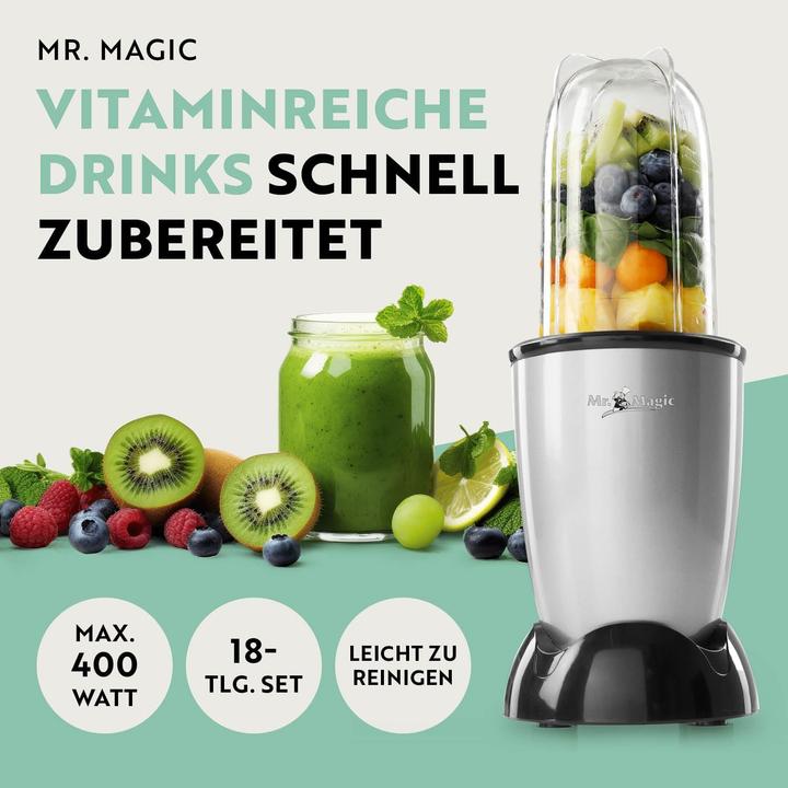 Image du produit Gourmetmaxx 14949 Mixeur Mr. Magic 18 pcs. 400W gris/noir (400 W)