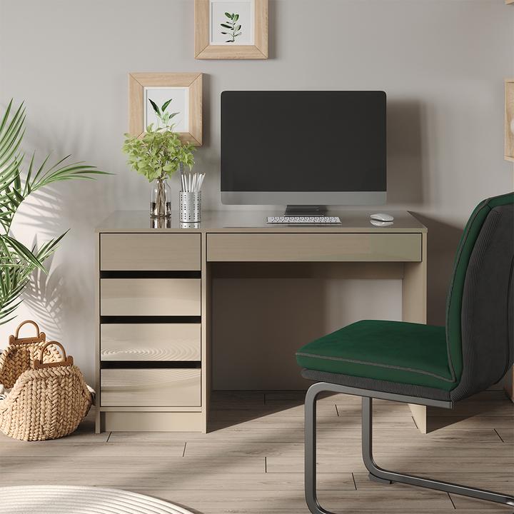 Produktbild Vicco Schreibtisch Sherry, Greige Hochglanz, 55 x 120 cm mit Schubladen (55 x 120 x 75 cm)