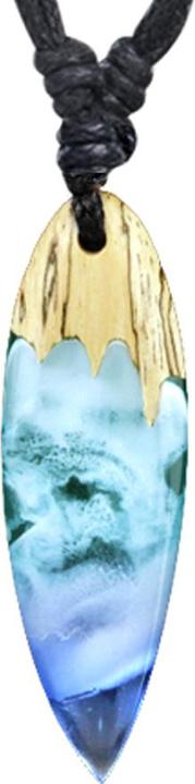 Chaotic Trading Necklace Black Pendant Surf Waves Epoxy Blue