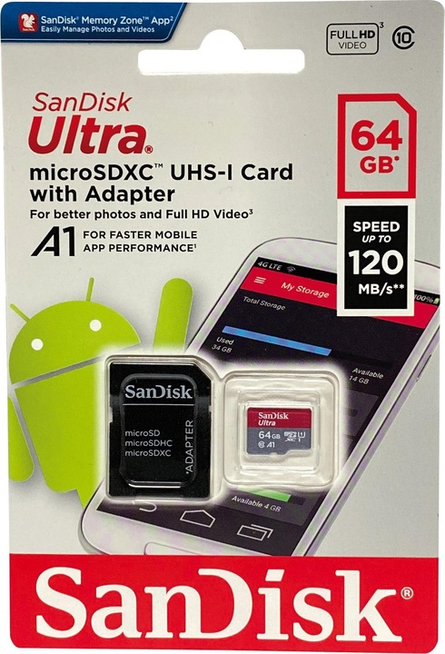 Immagine prodotto SanDisk Ultra A1 (64 GB, microSDXC, U1, UHS-I)