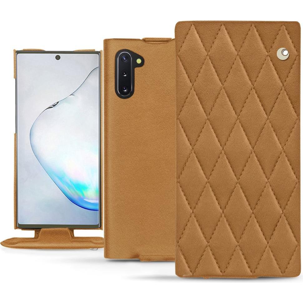 Noreve Lederschutzhülle vertikal (Samsung Galaxy Note 10), Smartphone Hülle, Braun