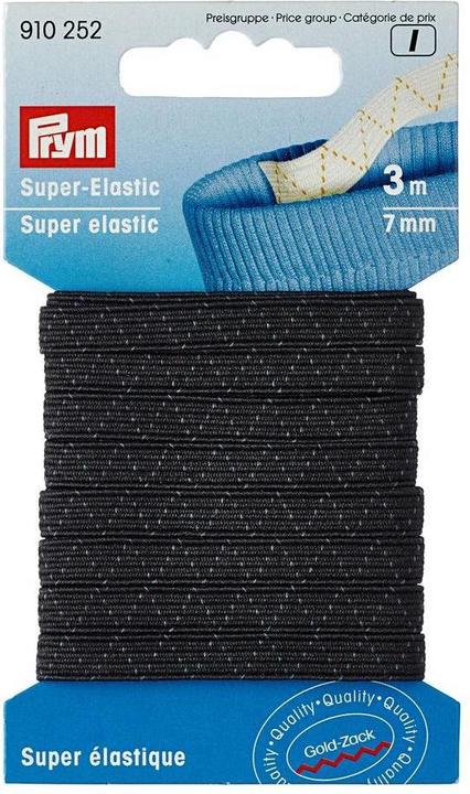 Image du produit Prym Super-élastique, noir 7 mm, carte 3 m