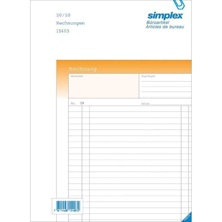 Produktbild Simplex Durchschreibebuch Rechnungen Oneco (100x)
