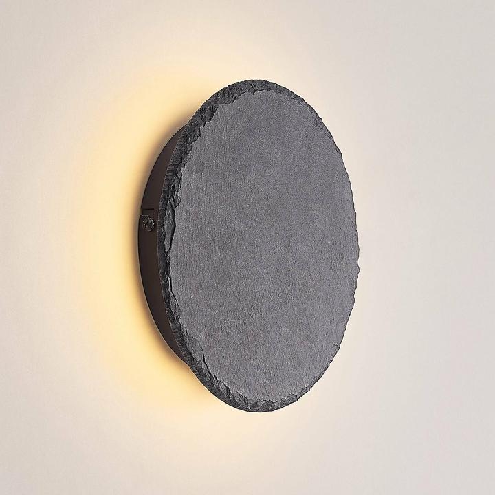 Produktbild Lindby Peetu LED-Wandleuchte, Schiefer, rund (1000 lm)