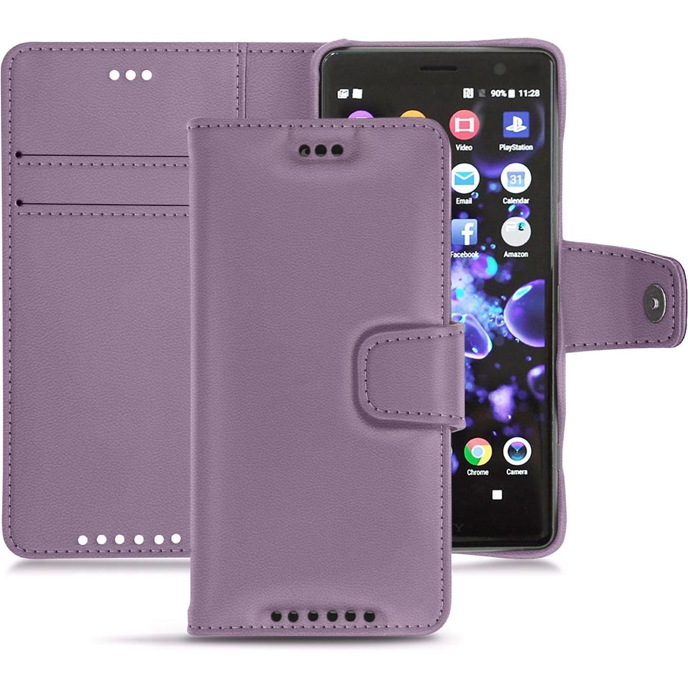 Noreve Lederschutzhülle Wallet (Sony Xperia XZ2 Compact), Smartphone Hülle, Violett