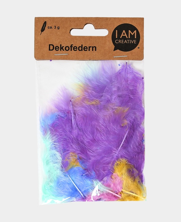 Produktbild I Am Creative Dekofedern, Federn für Dekorationen und zum Basteln, Pastell-Mix, 5 - 8 cm, ca. 3 g