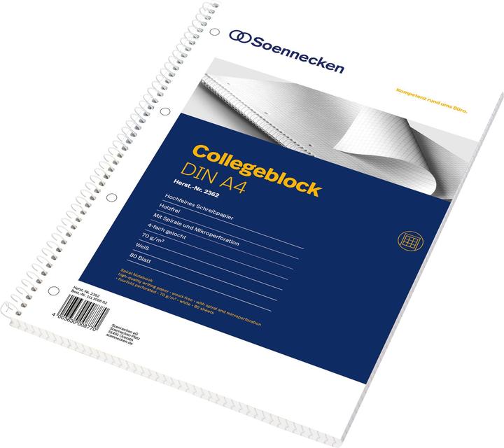 Actual product image Soennecken College notebook Paper size: DIN A4 Ruling style: squared (A4, Checked, Hardcover)