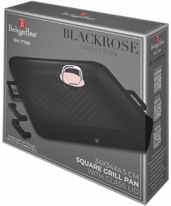 Produktbild BerlingerHaus Haus Grillpfanne mit Deckel Black Rose Collection (Grillpfanne, Aluminiumguss, 34 x 4.50 cm)