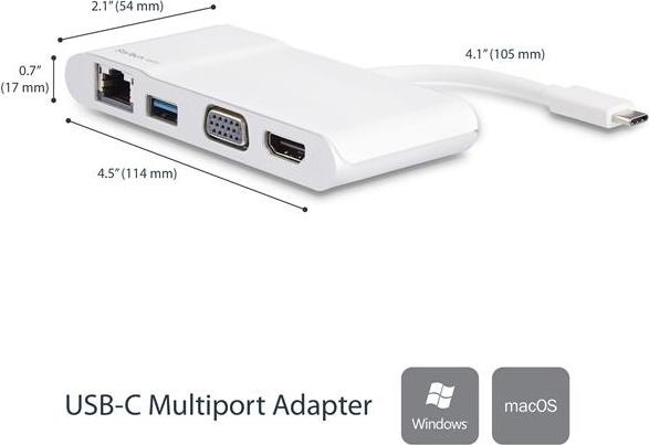 Produktbild StarTech Multiport Adapter (USB Typ-C, 11.40 cm)