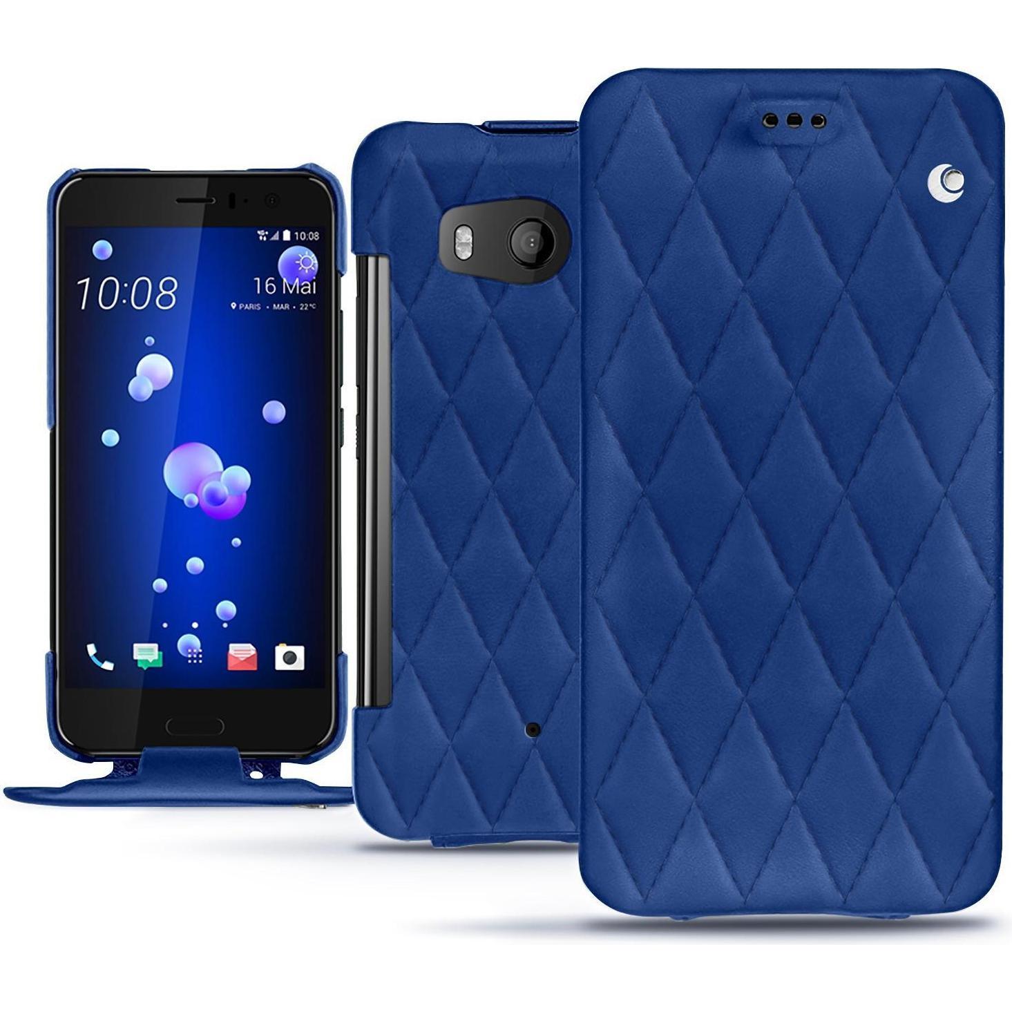Noreve Lederschutzhülle vertikal (HTC U11), Smartphone Hülle, Blau