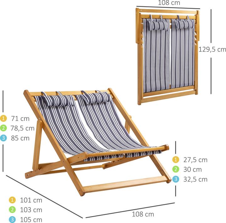 Produktbild Outsunny Liege mit Kopfstütze (108 cm)