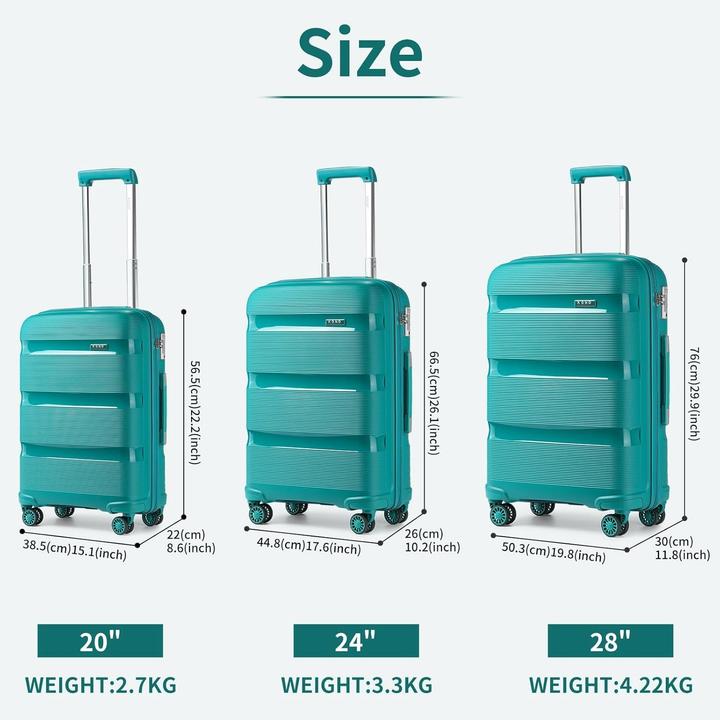 Produktbild Kono 3-teiliges Hartschalenkoffer-Set mit TSA Schloss (100 l)