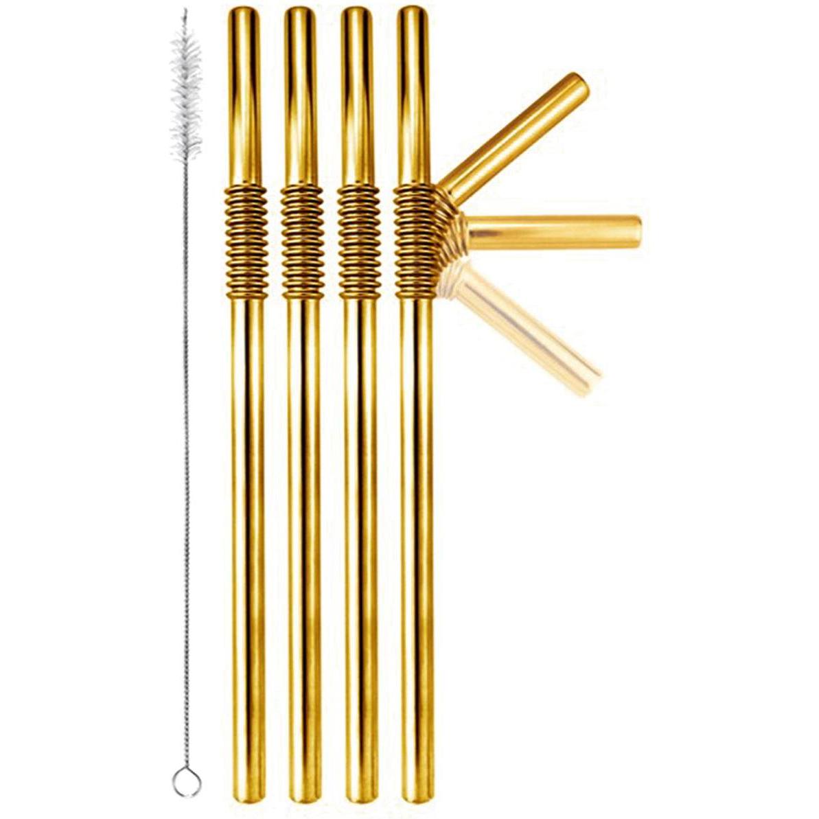Turtleneck Straw Biegbare Edelstahl Trinkhalme, Strohhalm, Gold