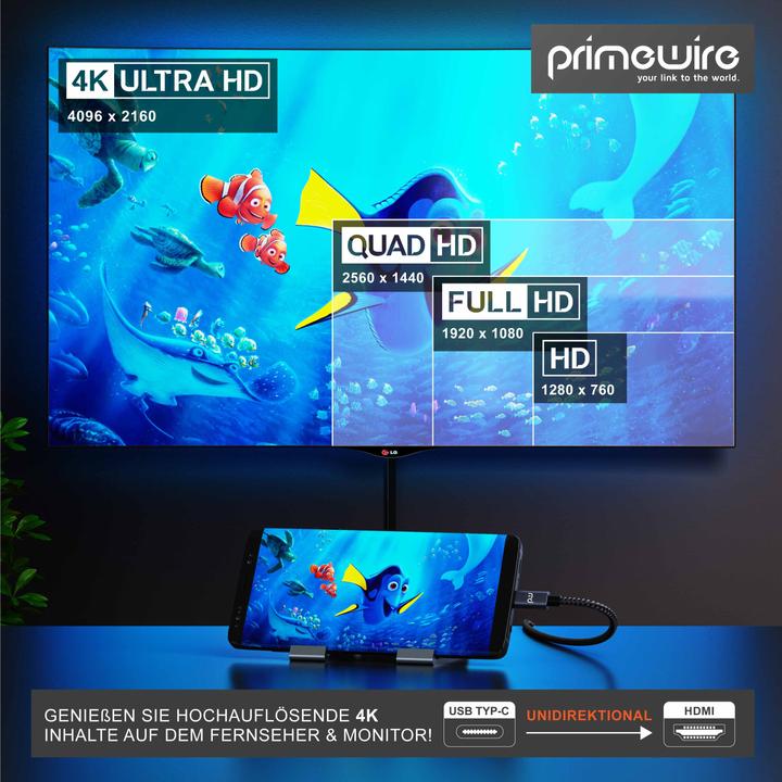 Produktbild Primewire HDMI – USB Typ C (3 m, USB Typ C, HDMI, 2.0)