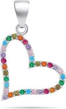 Immagine prodotto Brilio Argento - Ciondolo romantico Cuore con zirconi colorati PT126WRBW