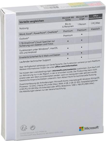 Actual product image Microsoft Office Home & Student 2019 German (1 User, unlimited)