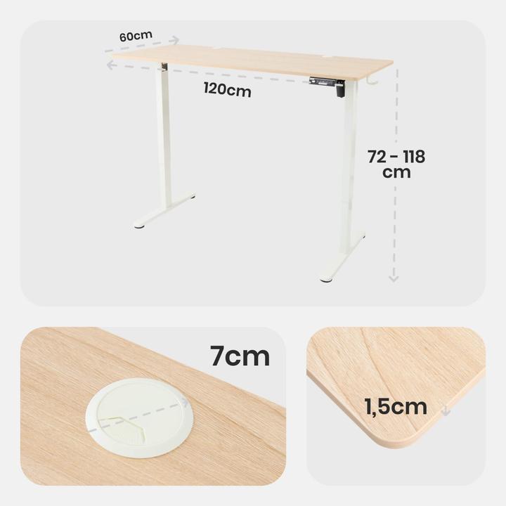 Produktbild Arebos Höhenverstellbarer Schreibtisch (140 x 60 x 72 cm)