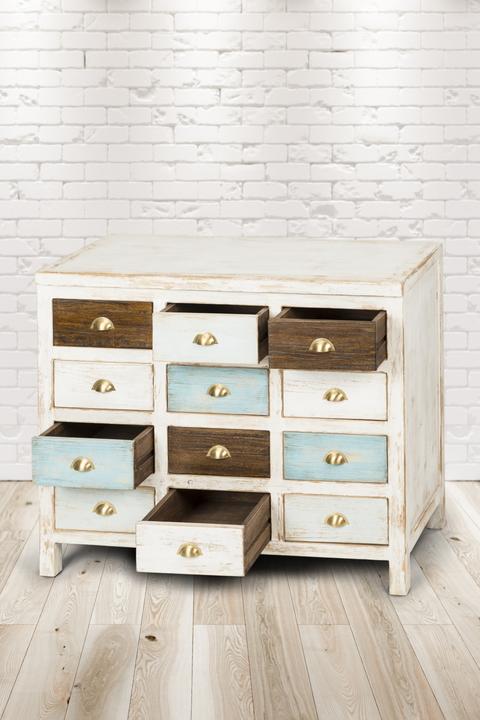 Actual product image PureHaven Chest of drawers 110x43x90 cm in vintage style Unique solid wood handcrafted stylish design (110 x 45 x 90 cm)