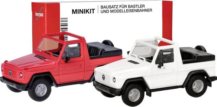 Herpa 012744 H0 PKW Modell Puch G-Klasse (W460) Cabrio, weiss und rot