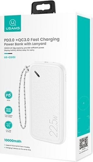 Actual product image Usams PB56 10000 mAh Power Bank Baltas (US-CD151) (10000 mAh, 22.50 W, 37 Wh)