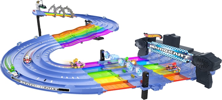 Actual product image Hot Wheels Mario Kart Rainbow Race Set playset