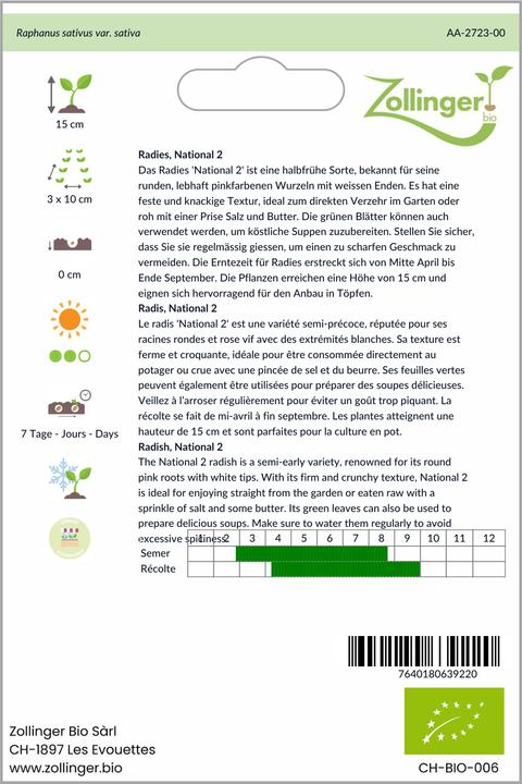 Produktbild Zollinger Bio Radies, National 2