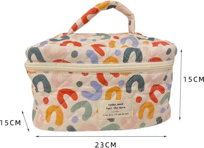 Immagine prodotto Only-Bags.Store Trapuntatura in cotone: borsa per il trucco con chiusura a cerniera, organizzatore di cosmetici