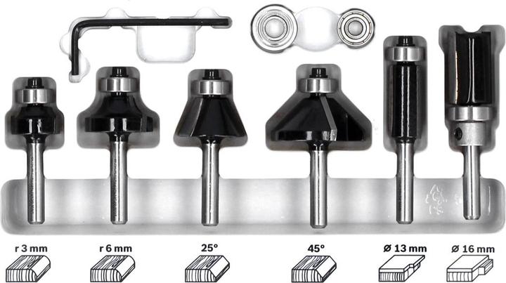 Produktbild Bosch Professional Zubehör 6-teiliges Rand- und Kantenfräser-Set, 6-mm-Schaft für Handfräsen