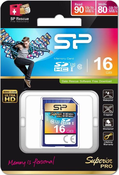 Actual product image Silicon Power Superior SDHC UHS-1 (U3) 16GB (16 GB, SDHC, U3, UHS-I)