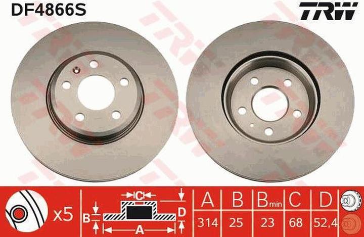 Actual product image TRW Brake disc Va For Audi