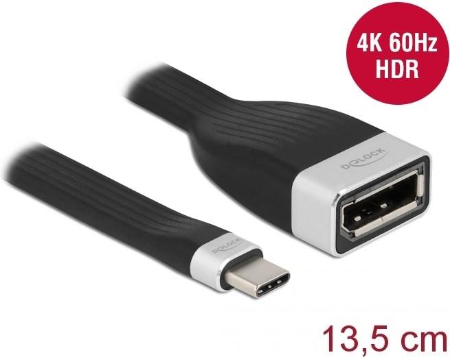 Image du produit Delock FPC Câble plat USB Type-C™ vers DisplayPort (DP Alt Mode) 4K 60 Hz 13,5 cm (13.50 cm)