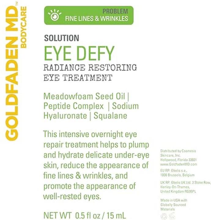 Actual product image Goldfaden MD Eye Defy Radiance Restoring Eye Treatment with Meadowfoam Seed Oil (Eye Care Cream, 15 ml, Night)