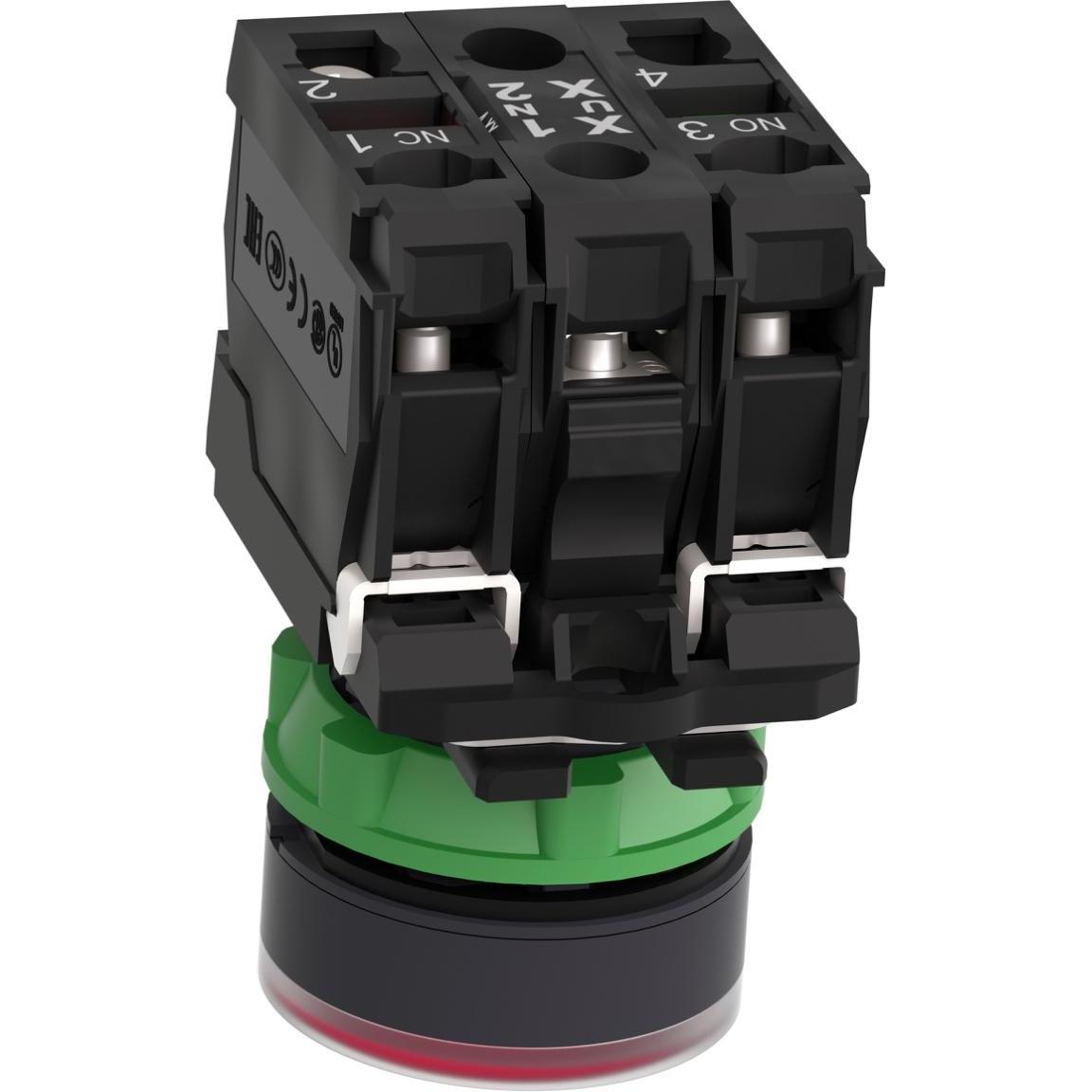 Thumbnail - Schneider Electric Ill Pushbutton Round Red 1NO/1NC 220V, Taster + Schalter, Rot
