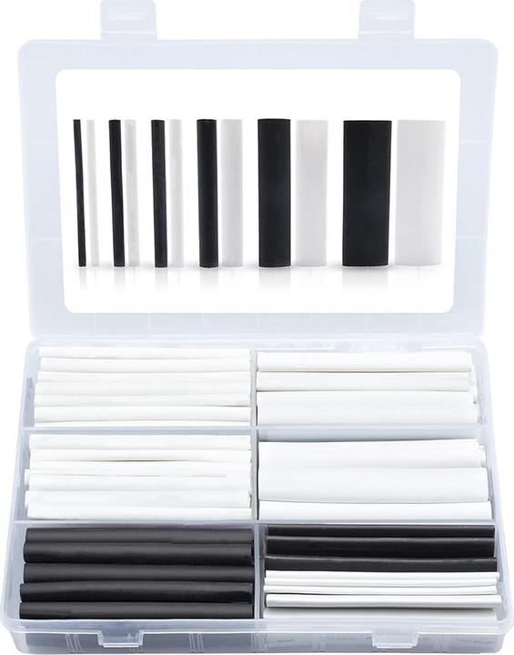 Offgridtec Schrumpfschlauch Sortiment Schwarz Weiss 3:1 Ratio mit Kleber Doppelwandig 260 Stück 88mm Länge Ve (260x)