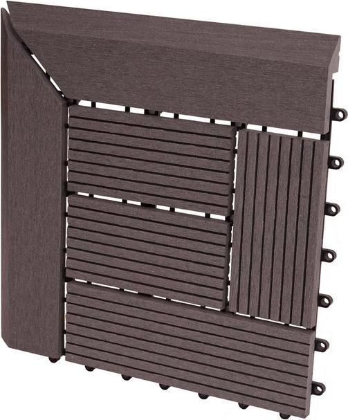 Image du produit Swisshandel24 WPC Carrelage d'angle Rhône + finition, Terrasse aspect bois, 30x30cm Premium Angle, Gris décalé (1 x, 30 x 30 cm)